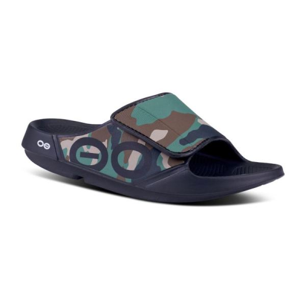 Oofos Shoes Men's OOahh Sport Flex Sandal- Woodland Camo