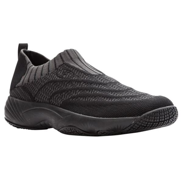 Propet | Women's Wash N Wear Slip-On Knit-Black/Dk Grey | Quick Ship! | Canada Outlet