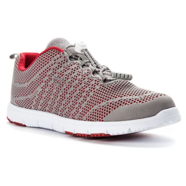 Propet | Women's TravelWalker EVO-Grey/Crimson | Quick Ship! | Canada Outlet