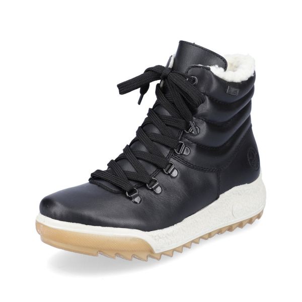 Rieker Quick Ship Leather Women's Short Boots| Y4739 Ankle Boots - Black