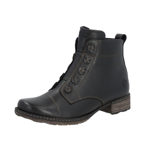 Remonte Leather Women's mid height boots| D4392 Mid-height Boots - Black