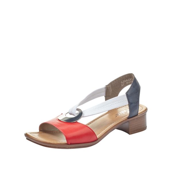 Rieker Quick Ship Women's sandals | Style 62662 Dress Sandal - Red Combination