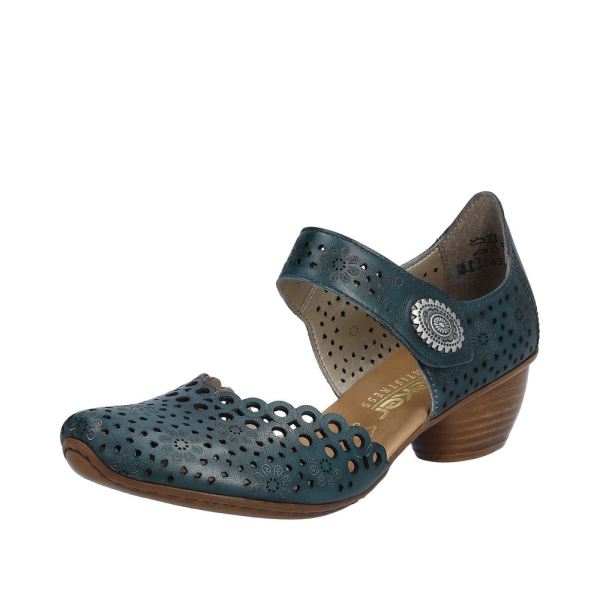 Rieker Quick Ship Women's shoes | Style 43753 Dress Open Shank - Blue