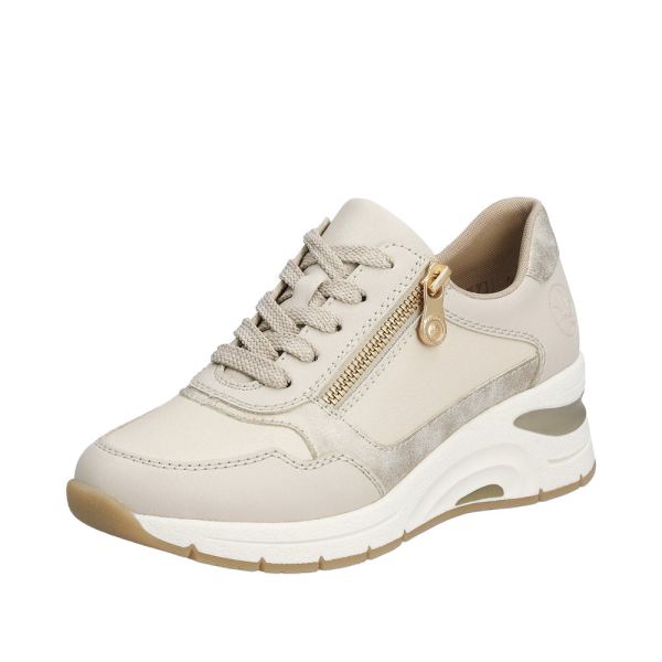 Rieker Quick Ship Women's shoes | Style N9301 Athletic Lace-up with zip - Beige