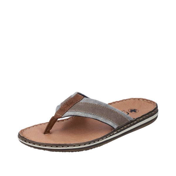 Rieker Quick Ship Men's sandals | Style 21095 Casual Flip Flop - Grey Combination