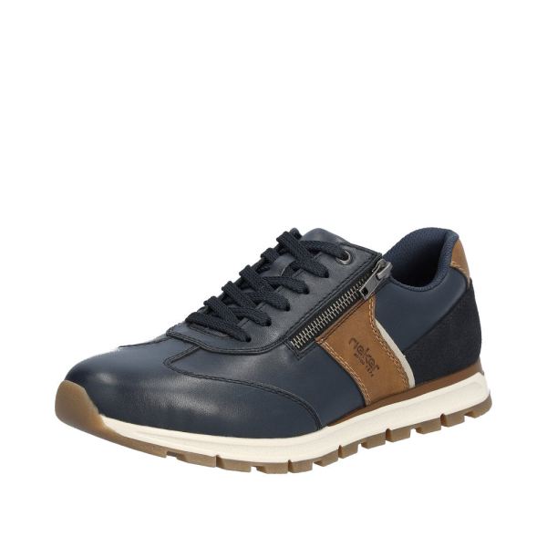 Rieker Quick Ship Men's shoes | Style B0501 Casual Lace-up with zip - Blue