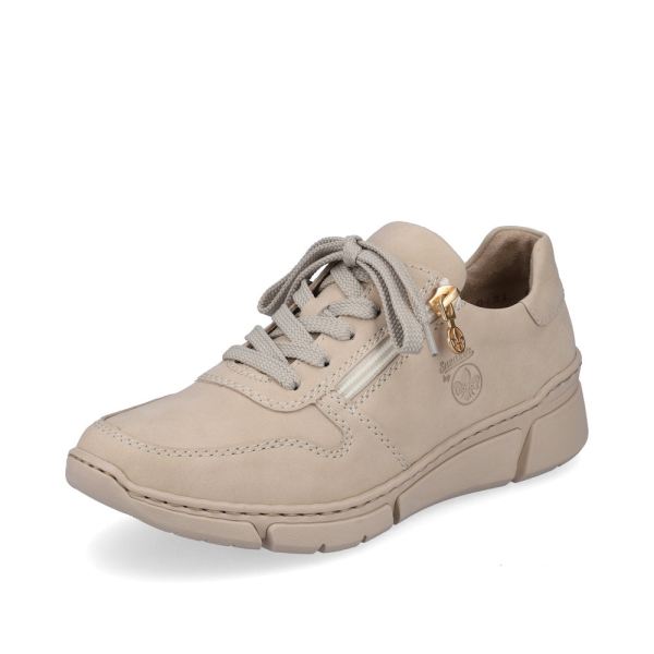 Rieker Quick Ship Women's shoes | Style M0131 Athletic Lace-up with zip - Beige