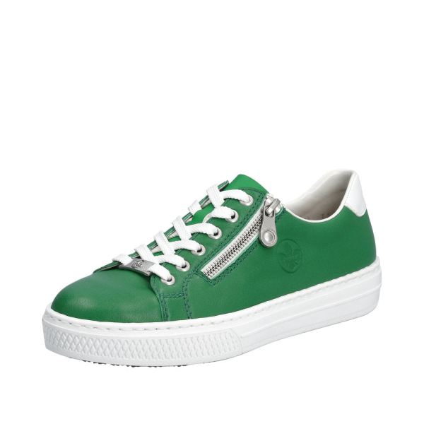Rieker Quick Ship Women's shoes | Style L59L1 Athletic Lace-up with zip - Green