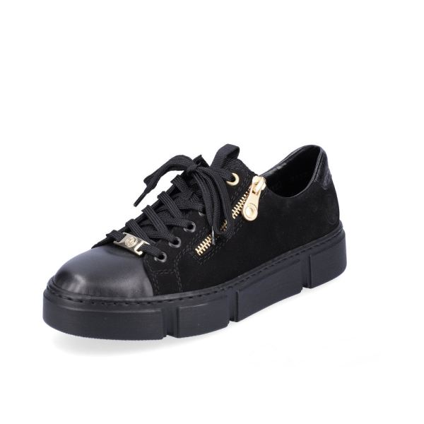 Rieker Quick Ship Women's shoes | Style N5932 Athletic Lace-up with zip - Black