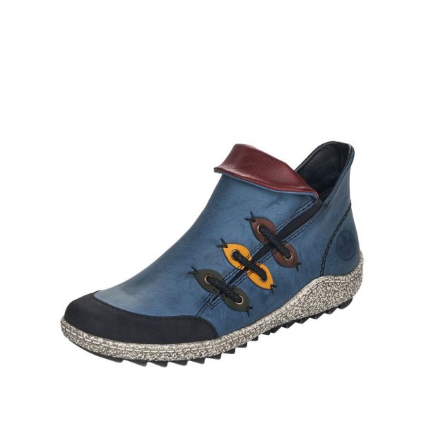 Rieker Quick Ship Synthetic Material Women's short boots| Z7582 Ankle Boots - Blue Combination