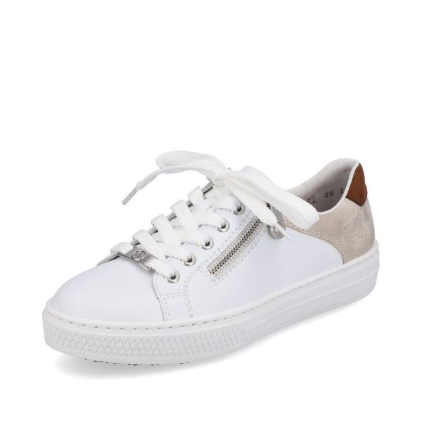Rieker Quick Ship Women's shoes | Style L59A1 Athletic Lace-up with zip - White Combination