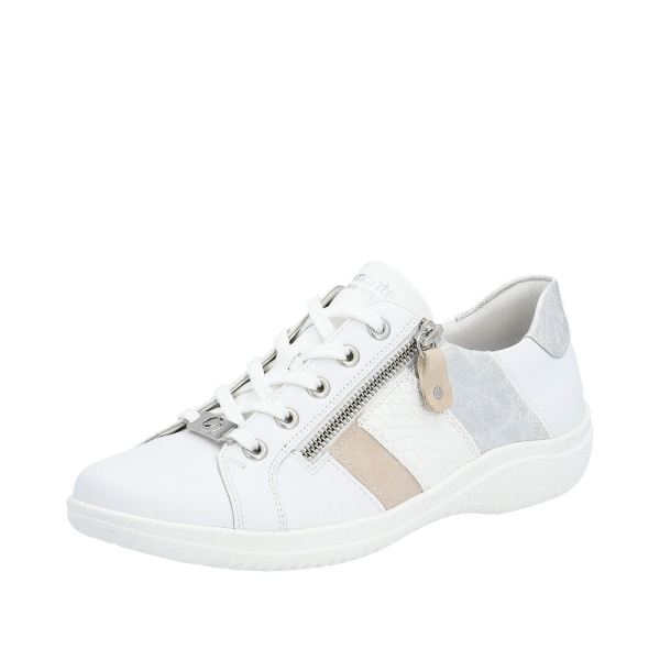 Remonte Women's shoes | Style D1E00 Athletic Lace-up with zip - White Combination
