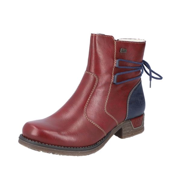 Rieker Quick Ship Synthetic Material Women's short boots| 79692 Ankle Boots - Red Combination