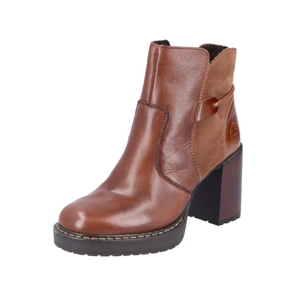Rieker Quick Ship Leather Women's short boots| Y4157 Ankle Boots - Brown