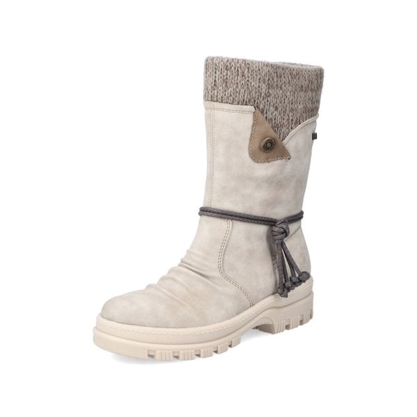 Rieker Quick Ship Synthetic leather Women's mid height boots | X8283-60 Mid-height Boots Flip Grip - Beige