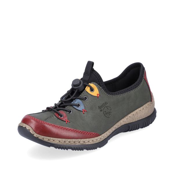 Rieker Quick Ship Synthetic Material Women's shoes| N3271-68 - Green Combination