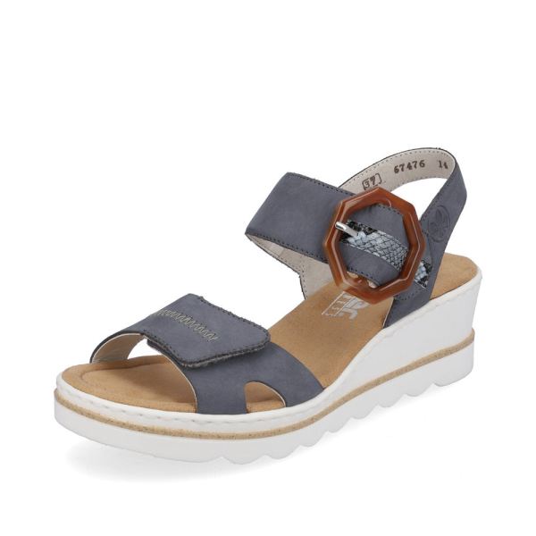 Rieker Quick Ship Women's sandals | Style 67476 Dress Sandal - Blue Combination