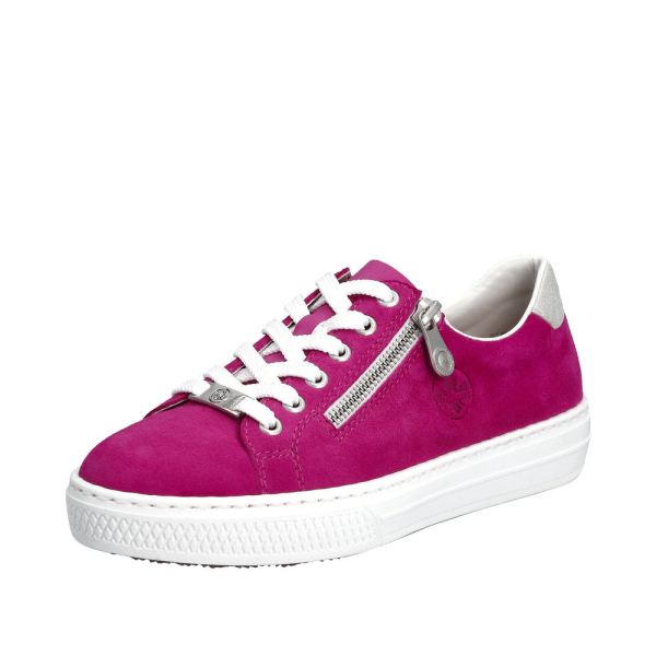 Rieker Quick Ship Women's shoes | Style L59L1 Athletic Lace-up with zip - Pink