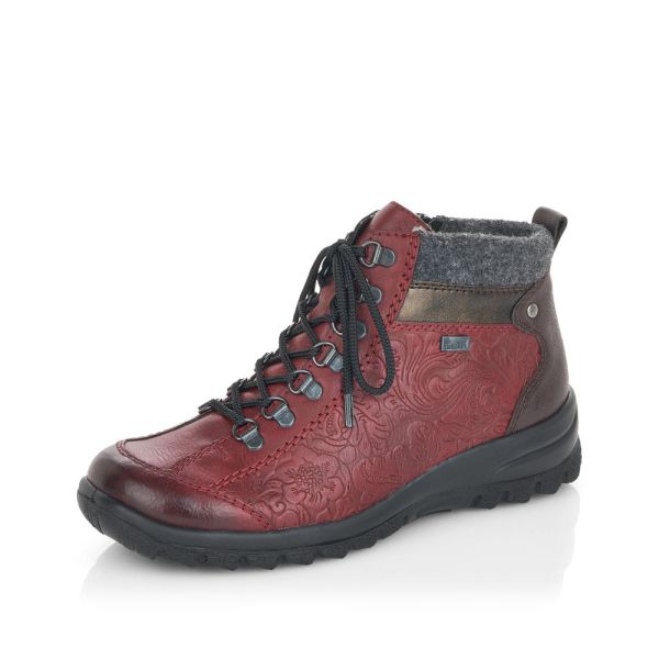 Rieker Quick Ship Synthetic leather Women's short boots| L7144 Ankle Boots - Red Combination