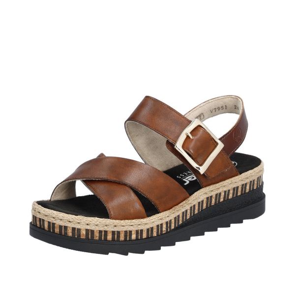 Rieker Quick Ship Women's sandals | Style V7951 Casual Sandal - Brown