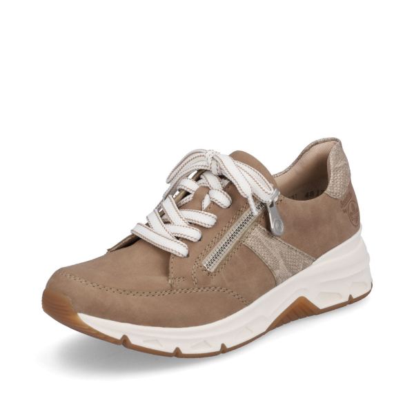 Rieker Quick Ship Women's shoes | Style 48133 Athletic Lace-up with zip - Beige