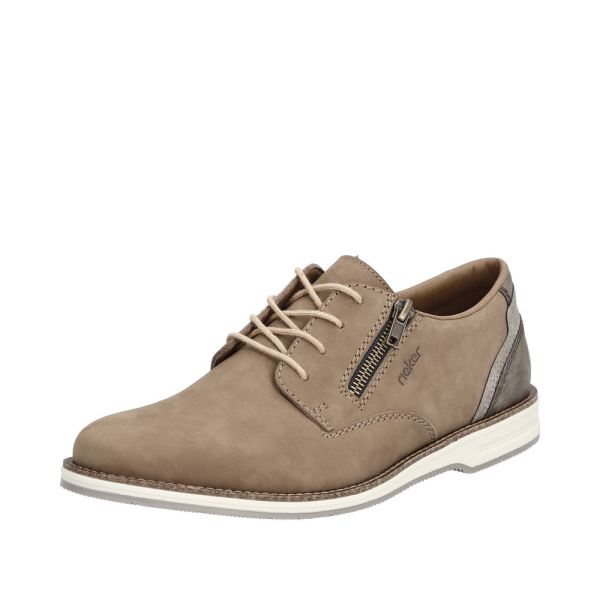 Rieker Quick Ship Men's shoes | Style 12505 Dress Lace-up with zip - Brown