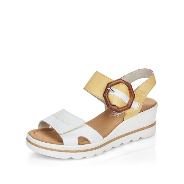 Rieker Quick Ship Women's sandals | Style 67476 Dress Sandal - Yellow Combination