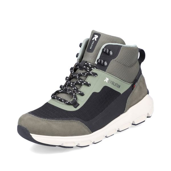 Rieker Quick Ship EVOLUTION Textile Women's Short Boots| 40460 Ankle Boots - Green Combination