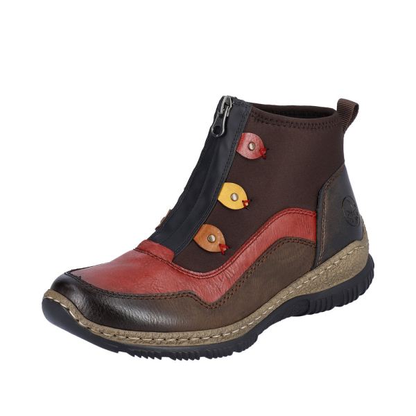 Rieker Quick Ship Synthetic Material Women's short boots| N3277 Ankle Boots - Brown Combination