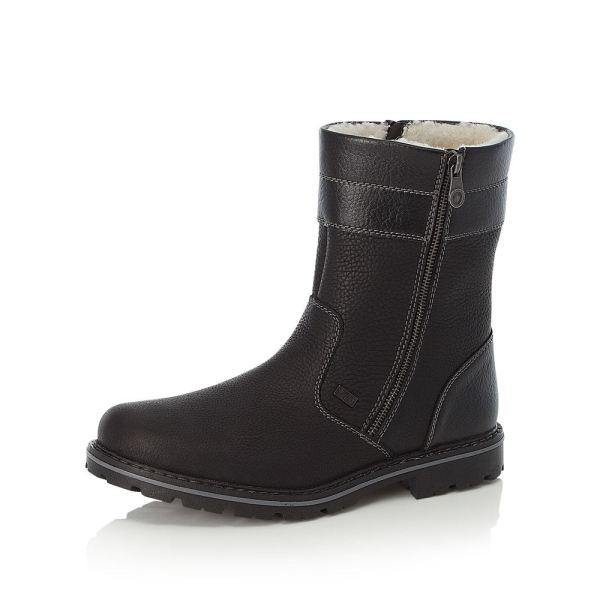 Rieker Quick Ship Leather Men's boots| 37761 Ankle Boots - Black