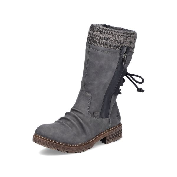 Rieker Quick Ship Synthetic leather Women's Mid height boots| Z4756 Mid-height Boots - Grey