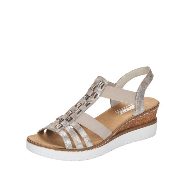 Rieker Quick Ship Women's sandals | Style V3822 Dress Sandal - Metallic