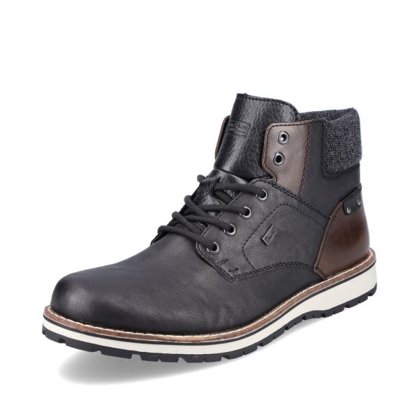 Rieker Quick Ship Synthetic leather Men's boots| 38434 Ankle Boots - Black Combination