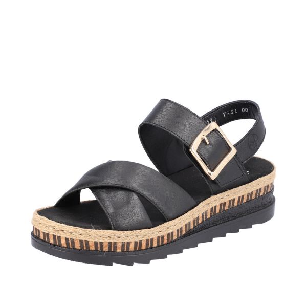 Rieker Quick Ship Women's sandals | Style V7951 Casual Sandal - Black