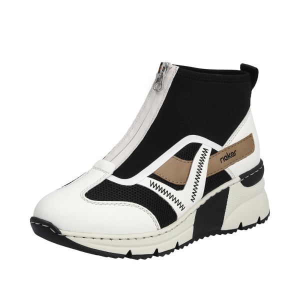 Rieker Quick Ship Women's shoes | Style N6360 Athletic Zipper - White Combination