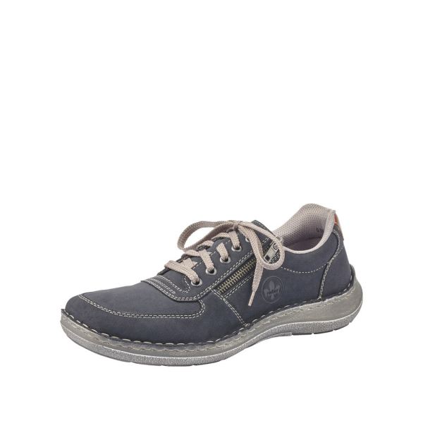Rieker Quick Ship Men's shoes | Style 03030 Casual Lace-up with zip - Blue