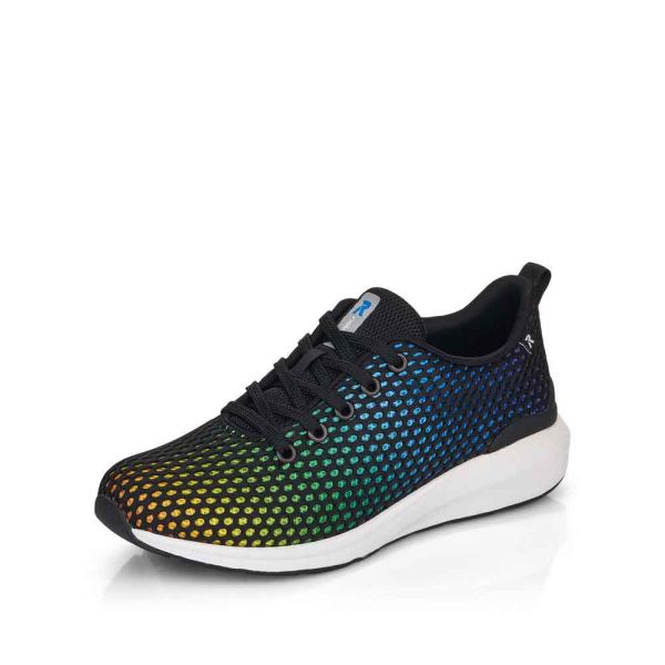 Rieker Quick Ship EVOLUTION Women's shoes | Style 40101 Athletic Lace-up - Black Combination