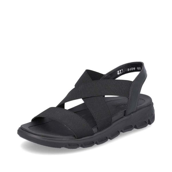 Rieker Quick Ship EVOLUTION Women's sandals | Style V8408 Athletic Sandal - Black