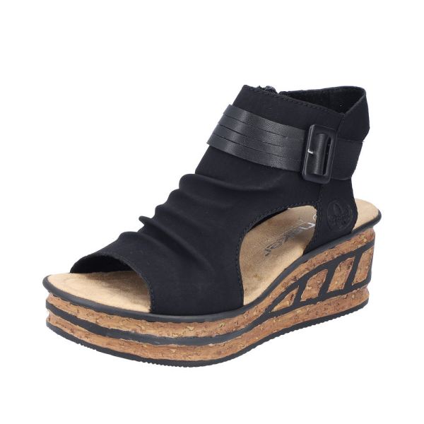 Rieker Quick Ship Women's sandals | Style 68191 Dress Sandal boot - Black
