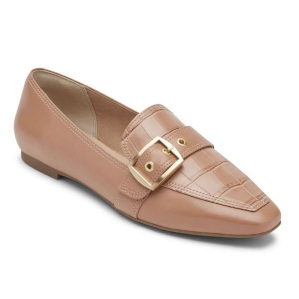 ROCKPORT WOMEN'S TOTAL MOTION LAYLANI BUCKLE LOAFER-AU NATURAL LEATHER