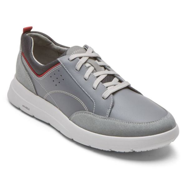 ROCKPORT MEN'S TRUFLEX CAYDEN SNEAKER-STEEL GREY LEATHER/SUEDE