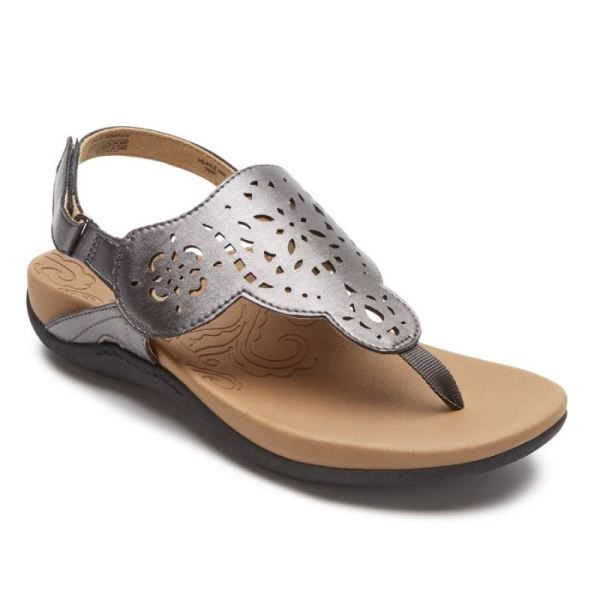 ROCKPORT RIDGE CIRCLE CUTOUT THONG SANDAL-PEWTER