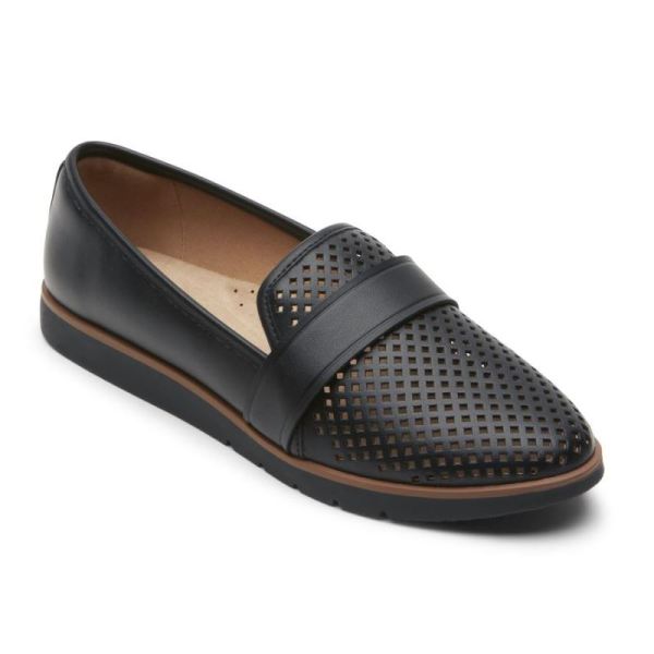 ROCKPORT WOMEN'S STACIE PERFORATED LOAFER-BLACK