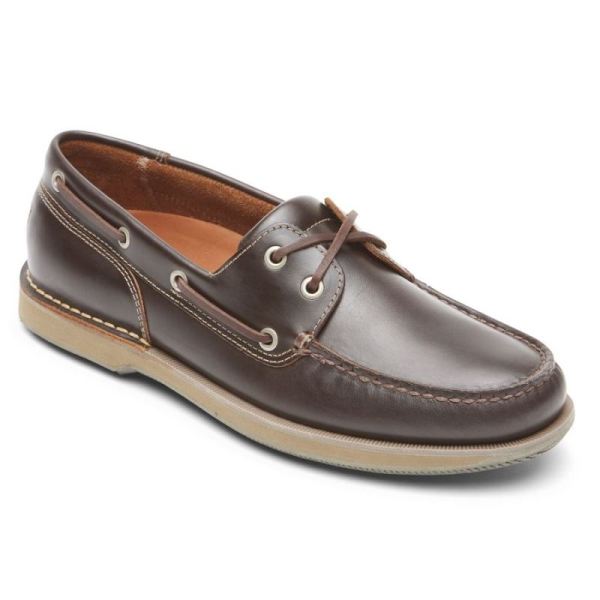 ROCKPORT MEN'S PERTH BOAT SHOE-BEESWAX/DARK BROWN L