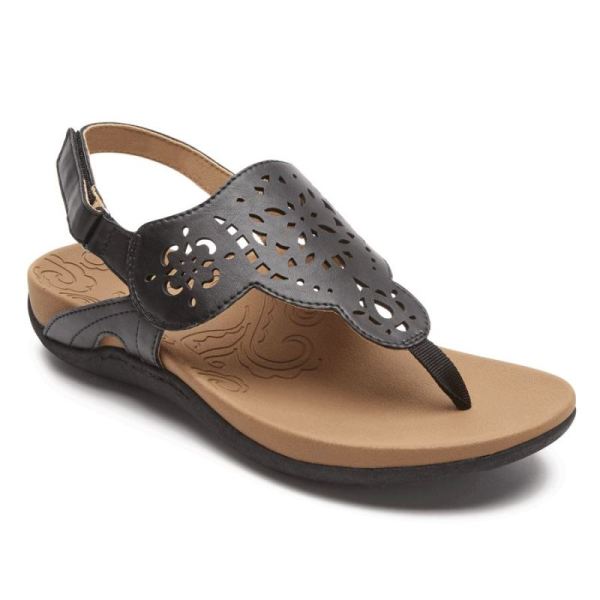 ROCKPORT RIDGE CIRCLE CUTOUT THONG SANDAL-BLACK - Click Image to Close