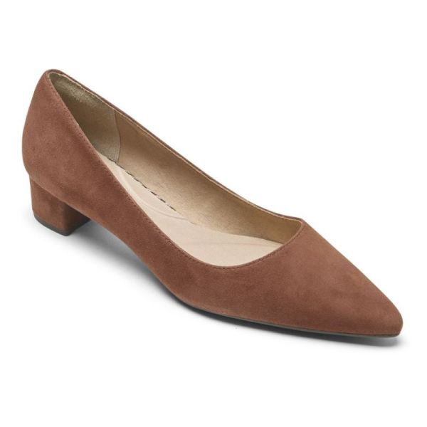 ROCKPORT WOMEN'S TOTAL MOTION GRACIE PLAIN HEEL-BOURBON SUEDE