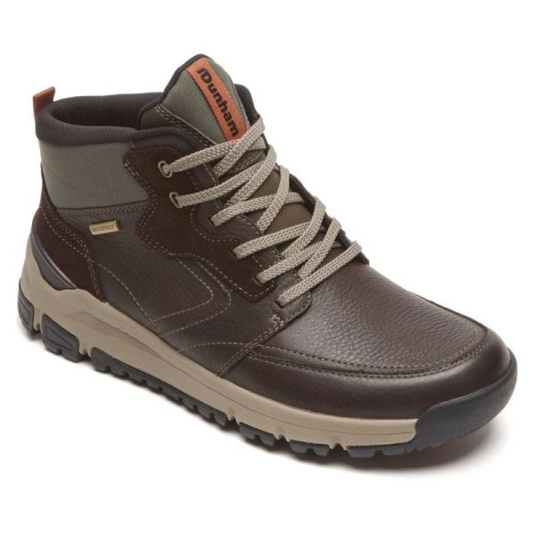 ROCKPORT MEN'S GLASTONBURY MID-BOOT-WATERPROOF-BROWN LEATHER/SUEDE
