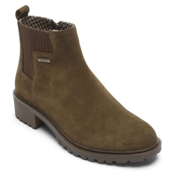 ROCKPORT WOMEN'S RYLEIGH CHELSEA BOOT-WATERPROOF-DARK OLIVE