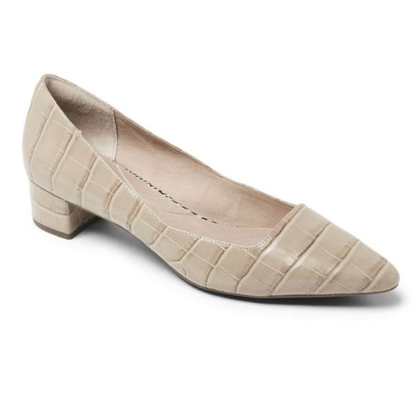 ROCKPORT WOMEN'S TOTAL MOTION GRACIE HEEL-DESERT SAND CROCO