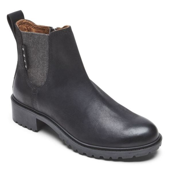 ROCKPORT WOMEN'S COBB HILL WINTER CHELSEA BOOT-WATERPROOF-BLACK